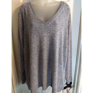 Lucky Brand Pullover Sweater Gray V Neck Super Soft Sz XXL